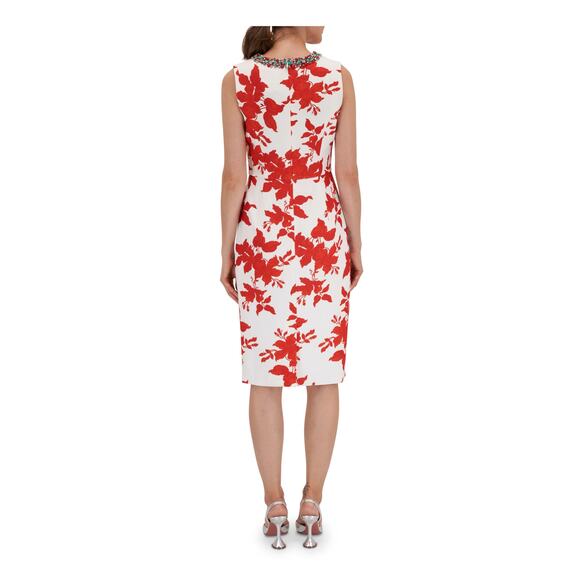 Sachin + Babi Anna Coral Narcissus Floral Print Sheath Dress Size 8 - Picture 4 of 10